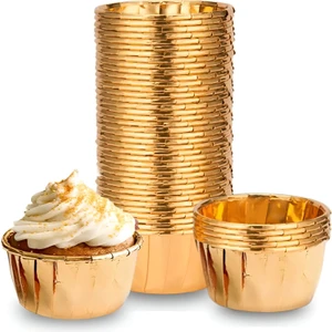 Muffin Kek Kalıbı 25 Adet Cupcake Kağıdı Altın Rengi Golden