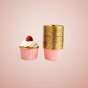 Muffin Kek Kalıbı 25 Adet Cupcake Kağıdı Pembe Golden