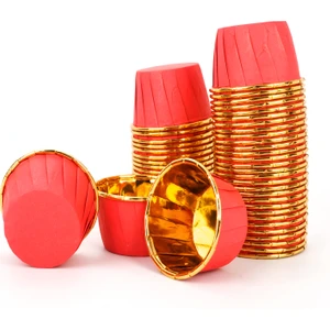 Muffin Kek Kalıbı 25 Adet Cupcake Kağıdı Kırmızı Golden