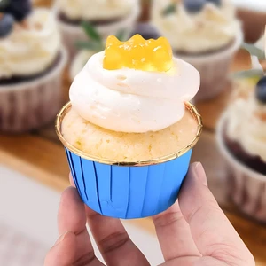 Muffin Kek Kalıbı 25 Adet Cupcake Kağıdı Mavi Golden