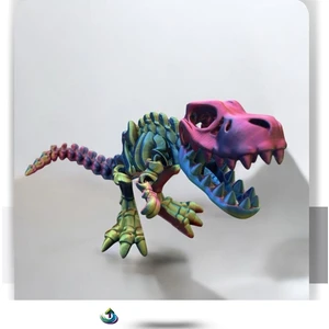 3D Boyutlu Düşler 🦖 Sevimli İskelet Trex - 3D Hareketli T-Rex Dinozor Oyuncak (3 Renkli, Tam Hareketli – 30 cm)