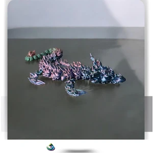 3D Boyutlu Düşler 🐉 3D Baskı 3 Renkli Renk Değiştiren Ejderha – 42 cm, Hareketli Eklemler, Koleksiyon Figürü