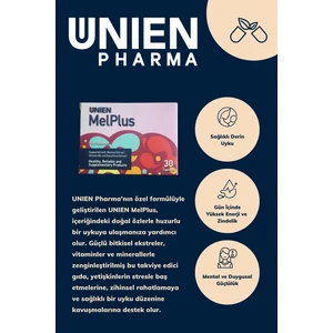 UNIEN Pharma Melplus 30 Kapsül / Passiflora Ekstresi, Kedi Otu Ekstresi, Melisa Ekstresi, Mayıs Papatyası Ekstresi ve Vitamin B6 İçeren Takviye Edici Gıda
