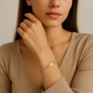 Kadın Gold Renk Çift Su Yolu Çelik Bileklik 1 Adet