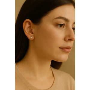 Mıknatıslı Beyaz  Yuvarlak Taş Mini Küpe 1 Adet 5mm