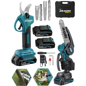 Alman Pro 2'Li Set 128 Vf 10 Ah Çift Akülü Çelik Şanzuman Şarjlı Dal Ağaç Kesme Bağ Budama Makası