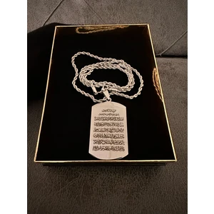 Ayetel Kürsi Yazılı Çelik Kolye (316 Paslanmaz Çelik)