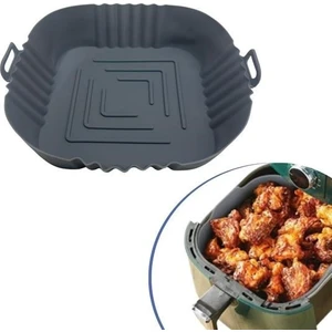 Hepsi Tamam Renkli Isıya Dayanıklı Yıkanılabilir Silikon Fırın Airfryer Kare Model Pişirme Matı 20 cm