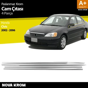 Nova Krom Honda Civic Krom Cam Çıtası 4 Prç 2002-2006