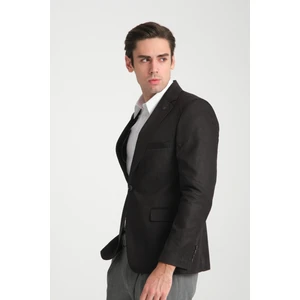 Adelfo Erkek Siyah Diagonel Süet Slim Fit Mono Yaka Spor Blazer Ceket