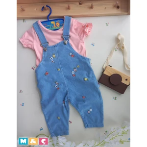 M.Ç Family Store Kız Çocuk Jean Etek Salopet 2' Li Kot Etek Tulum Takım