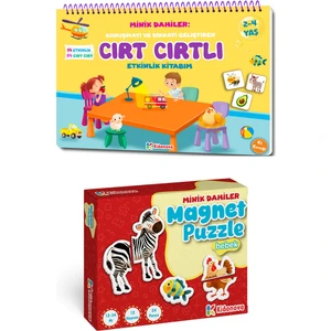 Minik Dahiler: Cırt Cırtlı Etkinlik Kitabı 2-4 Yaş + Magnet Puzzle Sevimli Hayvanlar Seti