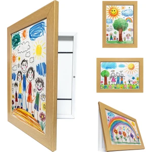 A4 Çocuk Sanat Resim Çerçevesi Katlanır Saklama Resmi Kolay Değiştirilebilir Manyetik Açılır Kapanır Çocuklar Için