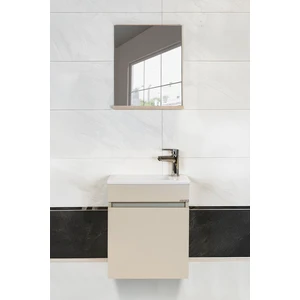 Viesta Banyo Fit Banyo Dolabı Seti (45 cm Vizon Aynalı Lavabolu Mdf)