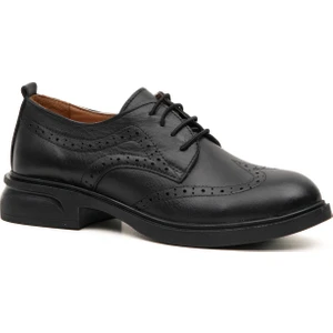 Hakiki Deri Bağcıklı Kadın Oxford Ayakkabı