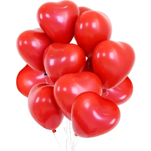 Papatya Party Lateks Kırmızı Kalpli  10''  25 cm    Balon   5 adet