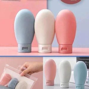 Mucit Home 3'lü Doldurulabilir Çantalı Seyahat Tipi Şişe Seti Boş Krem Şişesi 60 ml