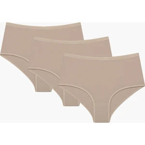 Cotton Highwaist 3lü Bej Slip Külot