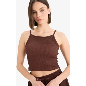 Fitted Basic Düz Bürümcük Askılı Atlet E0626AX25SM