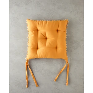 Puff Ponponlu Tekli Sandalye Minderi 40 x 40  cm  Hardal