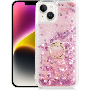 Apple iPhone 14 Kılıf Pembe Liss Sulu Simli Silikon Kapak Orijinal Esnek Ince Geliştirilmiş Dayanıklı Darbe Karşıtı Koruyucu Yeni Nesil Tasarım (Apple iPhone 14, Pembe)