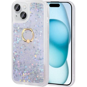 Apple iPhone 15 Plus ile Uyumlu Kılıf Gümüş Liss Sulu Simli Silikon Kapak Orijinal (Apple iPhone 15 Plus ile Uyumlu, Gümüş)