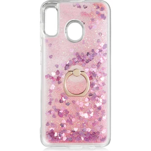Samsung Galaxy A20 Kılıf Pembe Liss Sulu Simli Silikon Kapak Orijinal Esnek Ince Geliştirilmiş Dayanıklı Darbe Karşıtı Koruyucu Yeni Nesil Tasarım (Samsung Galaxy A20, Pembe)