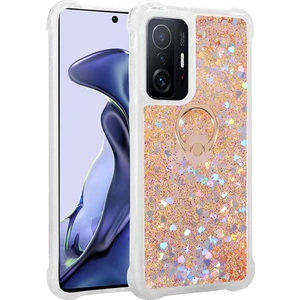 Xiaomi Mi 11T 5g Kılıf Gold Liss Sulu Simli Silikon Kapak Orijinal Esnek Ince Geliştirilmiş Dayanıklı Darbe Karşıtı Koruyucu Yeni Nesil Tasarım (Xiaomi Mi 11T 5g, Gold)