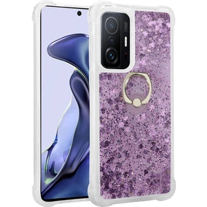 Xiaomi Mi 11T 5g Kılıf Mor Liss Sulu Simli Silikon Kapak Orijinal Esnek Ince Geliştirilmiş Dayanıklı Darbe Karşıtı Koruyucu Yeni Nesil Tasarım (Xiaomi Mi 11T 5g, Mor)