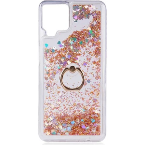 Samsung Galaxy M32 Kılıf Gold Liss Sulu Simli Silikon Kapak Orijinal Esnek Ince Geliştirilmiş Dayanıklı Darbe Karşıtı Koruyucu Yeni Nesil Tasarım (Samsung Galaxy M32, Gold)