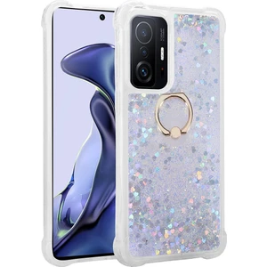 Xiaomi Mi 11T 5g Kılıf Gümüş Liss Sulu Simli Silikon Kapak Orijinal Esnek Ince Geliştirilmiş Dayanıklı Darbe Karşıtı Koruyucu Yeni Nesil Tasarım (Xiaomi Mi 11T 5g, Gümüş)