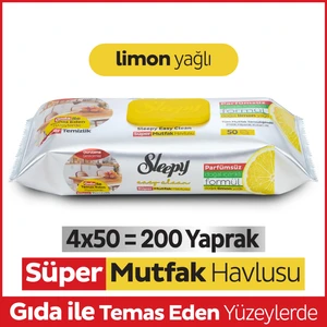Easy Clean Süper Yüzey Temizlik Mutfak Havlusu&Mendili Limon Yağlı 4X50 (200 Yaprak)
