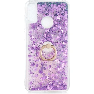Huawei Y6P Kılıf Mor Liss Sulu Simli Silikon Kapak Orijinal Esnek Ince Geliştirilmiş Dayanıklı Darbe Karşıtı Koruyucu Yeni Nesil Tasarım (Huawei Y6P, Mor)