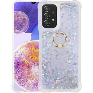 Samsung Galaxy A23 Kılıf Gümüş Liss Sulu Simli Silikon Kapak Orijinal Esnek Ince Geliştirilmiş Dayanıklı Darbe Karşıtı Koruyucu Yeni Nesil Tasarım (Samsung Galaxy A23, Gümüş)