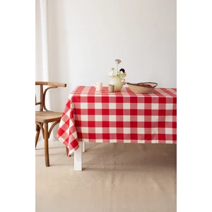 Sora | Keten Pötikare Kırmızı Masa Örtüsü, 140 x 140 cm