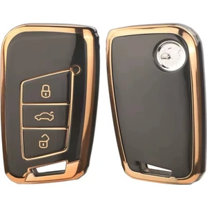 Seat Ateca Siyah-Gold Anahtar Kılıfı