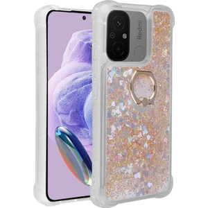 Xiaomi Redmi 12C Kılıf Gold Liss Sulu Simli Silikon Kapak Orijinal Esnek Ince Geliştirilmiş Dayanıklı Darbe Karşıtı Koruyucu Yeni Nesil Tasarım (Xiaomi Redmi 12C, Gold)