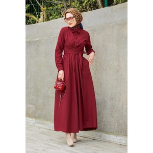 Qua Pamuk Cotton Bağlamalı Elbise-Bordo