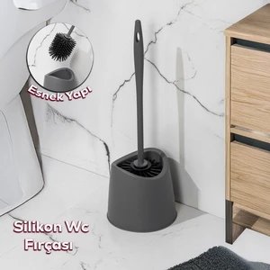 SB-776 Silikon Wc Tuvalet Banyo Fırçası Klozet Fırçası Antrasit