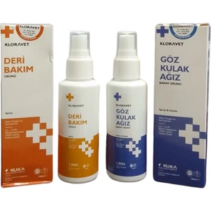 Kedi ve Köpekler Için Göz Kulak ve Ağız  Temizleme Bakım Ürünü 100 ml + Kloravet Deri Bakım Ürünü 100 ml