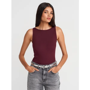 21048 Halter Yaka Top-Bordo