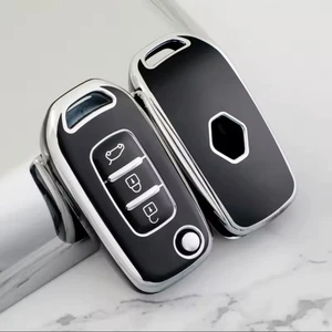 Renault Megane 4 Sustalı Anahtar Kılıfı Siyah-Silver