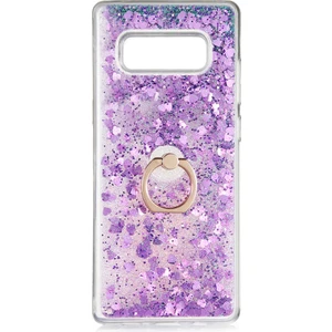 Samsung Galaxy Note 8 Kılıf Mor Liss Sulu Simli Silikon Kapak Orijinal Esnek Ince Geliştirilmiş Dayanıklı Darbe Karşıtı Koruyucu Yeni Nesil Tasarım (Samsung Galaxy Note 8, Mor)