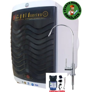 Chem  Montajlı-Pompalı Gold Specıal 12 Litre 7 Filtre 14 Aşama Gümüş Iyon Tatlandırıcı Mineral Alkali 90 Gpd Nano Membranlı  304 Kalite Krom Musluklu 12 Litre Çelik Tanklı Su Arıtma Cihazı