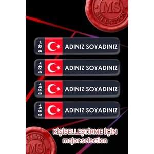 Kan Grubu Kask Set Sticker Kişiye Özel Etiket Motor Bisiklet Araba 4 Adet Folyo Etiket