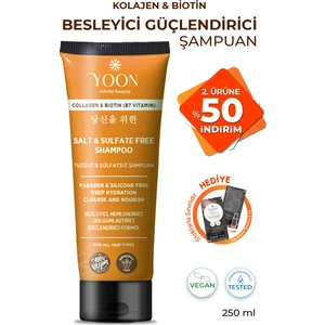 Sülfatsız ve Tuzsuz Şampuan, Kolajen Biotin B7 İçerikli Parabensiz, Nemlendirici Vegan Şampuan 250 ml