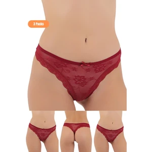 Kadın 3 Adet Dantelli Transparan Külot