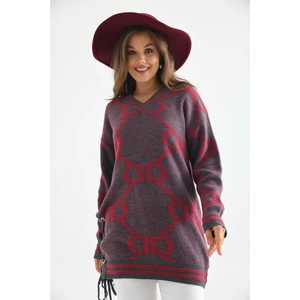 FTZ Women Kadın D Desenli Bluz  Gri 20051