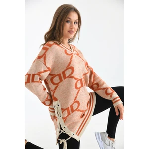 FTZ Women Kadın D Desenli Bluz  Taş 20051