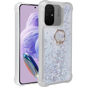 Xiaomi Redmi 12C Kılıf Gümüş Liss Sulu Simli Silikon Kapak Orijinal Esnek Ince Geliştirilmiş Dayanıklı Darbe Karşıtı Koruyucu Yeni Nesil Tasarım (Xiaomi Redmi 12C, Gümüş)